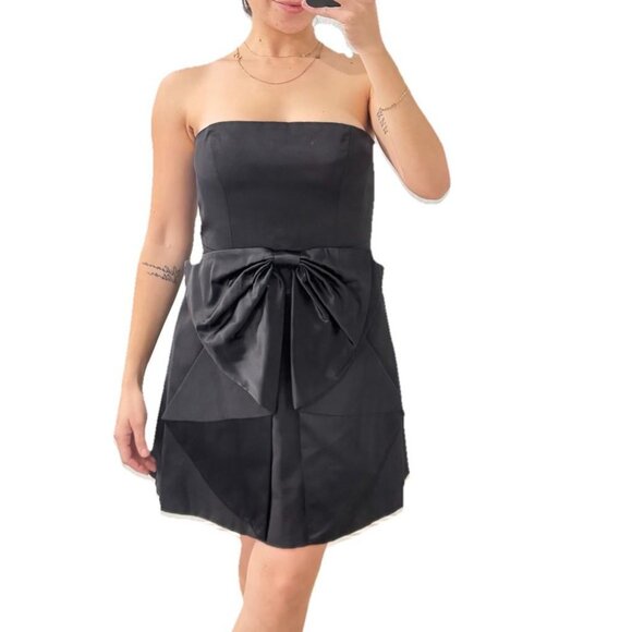 Women’s Aidan Mattox Women’s Black Strapless‎ Cocktail Dress with Bow Detail 10 - Picture 12 of 12